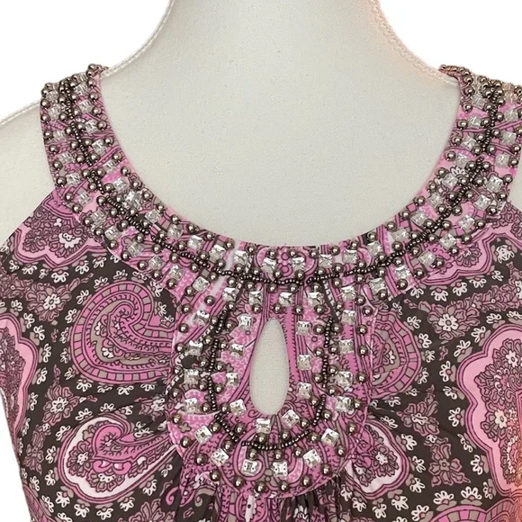 INC Embellished Paisley Halter Neck Top S - Picture 3 of 7